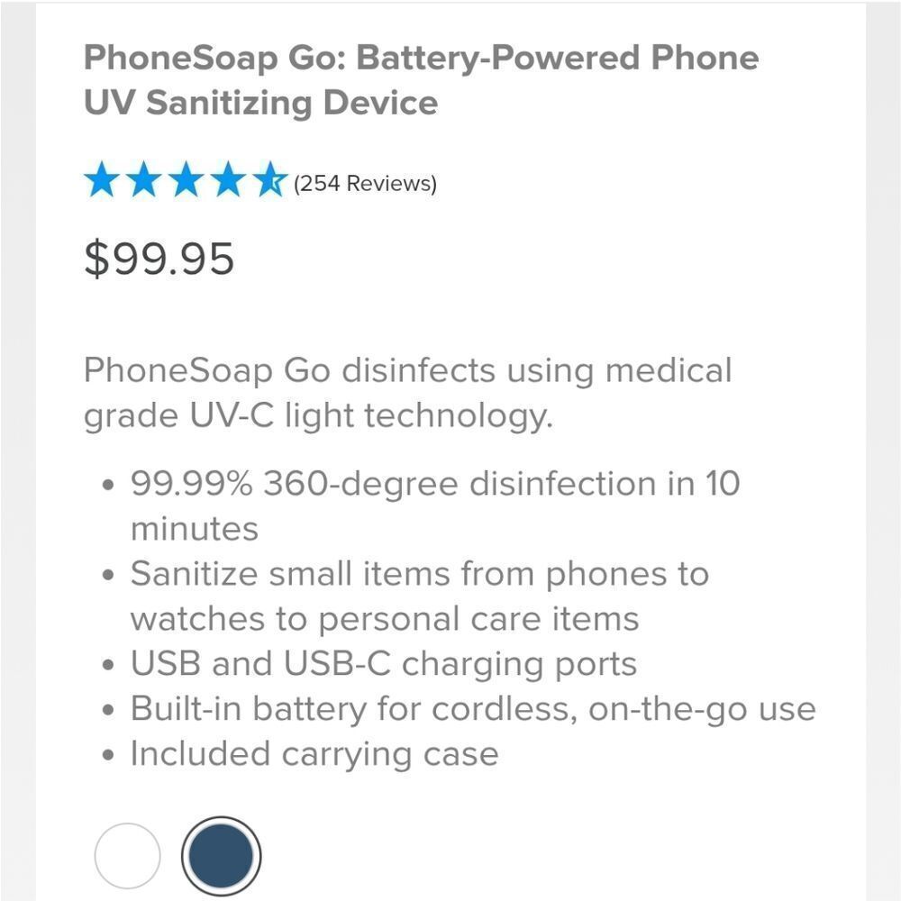 Phone Soap Go Ultraviolet Phone Sanitizer Blue Indigo Keys Wallets - Picture 2 of 14